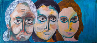 Pintura intitulada "Three Generations" por Chandana Hewapathirana, Obras de arte originais, Acrílico