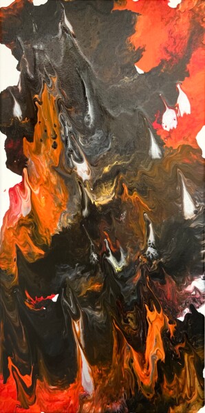 Painting titled "fire&ash" by Chandra Mehl, Original Artwork, Acrylic