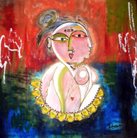 Painting titled "ARDHA NAREESWAR" by Narayanan Ramachandran, Original Artwork, Oil
