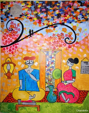 Painting titled "magical love." by Chandrika Chakrabarty, Original Artwork, Acrylic