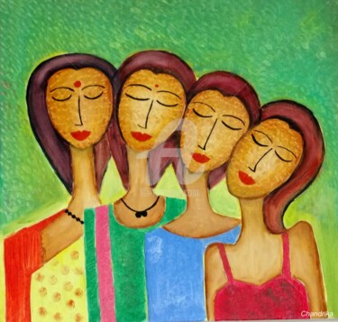 Pintura titulada "womenOfAllAges.jpg" por Chandrika Chakrabarty, Obra de arte original, Oleo