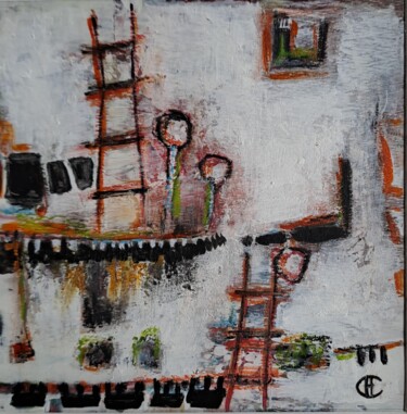 Painting titled "Emotion poétique" by Channe, Original Artwork, Acrylic Mounted on Cardboard