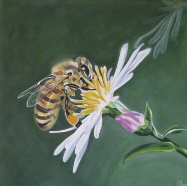 Painting titled "Précieuse abeille." by Chant, Original Artwork, Acrylic Mounted on artwork_cat.