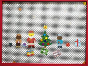 Collages intitulée "Vive Noël 2" par Chantal Bonnet, Œuvre d'art originale, Collages