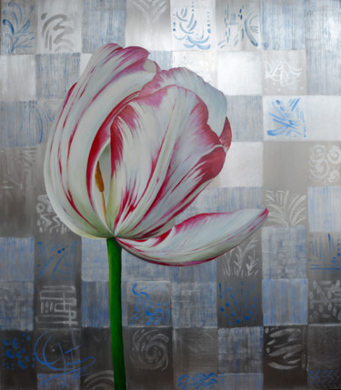 Malarstwo zatytułowany „Tulipe ferme” autorstwa Chantal Cloutier, Oryginalna praca, Olej