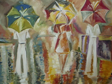 Painting titled "les 3 parapluies" by Chantal De Lagenest, Original Artwork