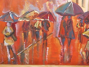 Painting titled "la pluie" by Chantal De Lagenest, Original Artwork