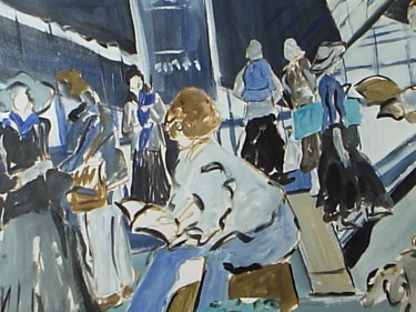 Painting titled "Dans une gare" by Chantal De Lagenest, Original Artwork