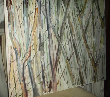 Peinture intitulée "foret de bambou 2" par Chantal De Lagenest, Œuvre d'art originale