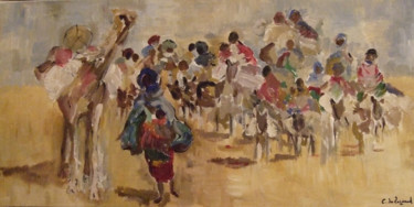 Painting titled "marche dans le dése…" by Chantal De Lagenest, Original Artwork