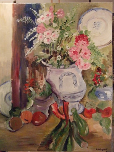 Painting titled "composition champêt…" by Chantal De Lagenest, Original Artwork