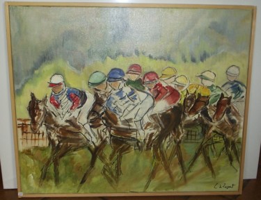 Painting titled "départ de course" by Chantal De Lagenest, Original Artwork