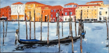 Painting titled "Gondole à Venise" by Chantal Derrien, Original Artwork, Acrylic