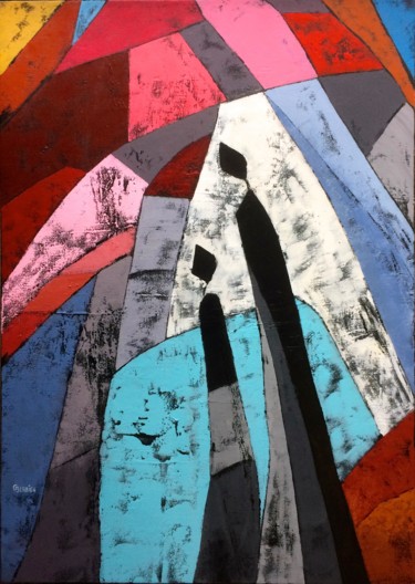 Pintura intitulada "Vitrail" por Chantal Derrien, Obras de arte originais, Acrílico