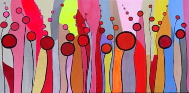 Pintura intitulada "Champ de bulles" por Chantal Derrien, Obras de arte originais, Acrílico