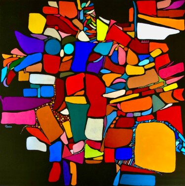 Peinture intitulée "Couleurs chamboulées" par Chantal Derrien, Œuvre d'art originale, Acrylique