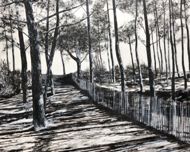 Painting titled "Sentier au Cap Ferr…" by Chantal Derrien, Original Artwork, Acrylic
