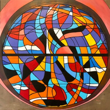 Peinture intitulée "Vitrail St Eloi" par Chantal Derrien, Œuvre d'art originale, Acrylique