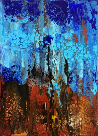 Ζωγραφική με τίτλο "Ciel bleu" από Chantal Derrien, Αυθεντικά έργα τέχνης, Ακρυλικό