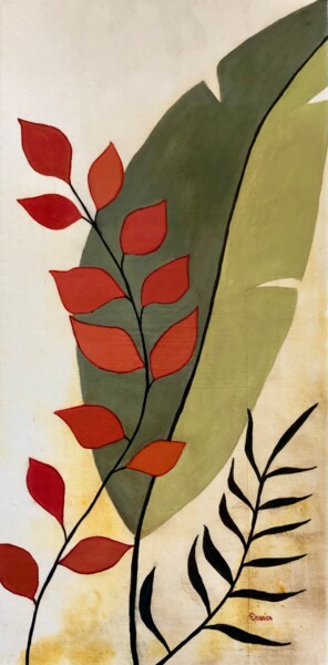 Peinture intitulée "Feuille verte" par Chantal Derrien, Œuvre d'art originale, Acrylique