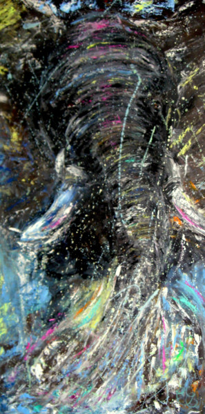 Картина под названием "EAU VIVE" - Chantal Eymes, Подлинное произведение искусства, Масло Установлен на Деревянная рама для…