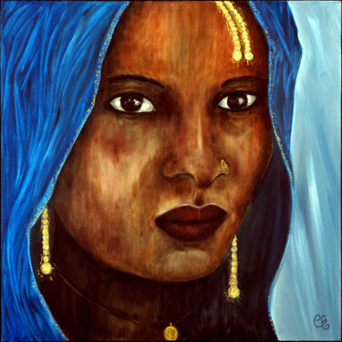 Painting titled "MADONE" by Chantal Eymes, Original Artwork, Oil Mounted on Wood Stretcher frame