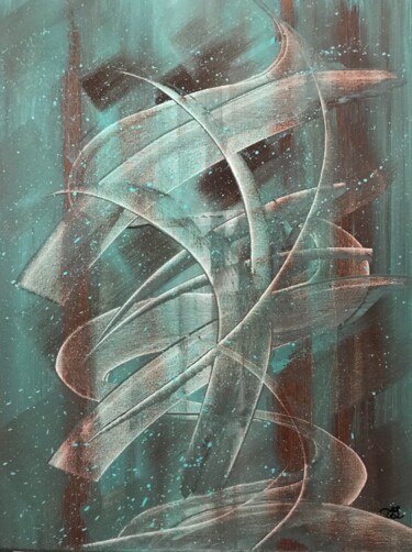 Peinture intitulée "Tourbillon du temps" par Chantal Gosselin, Œuvre d'art originale, Acrylique Monté sur Châssis en bois