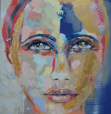 Painting titled "Portrait " Ella "" by Chantal Gm, Original Artwork, Acrylic
