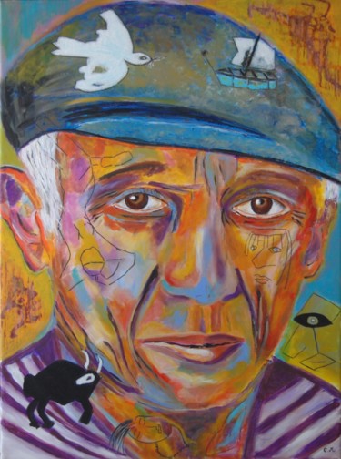 Peinture intitulée "Portrait Picasso" par Chantal Gm, Œuvre d'art originale, Acrylique