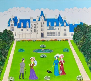 Painting titled "BILTMORER ESTATE" by Chantal Le Pape, Original Artwork, Acrylic Mounted on Wood Stretcher frame