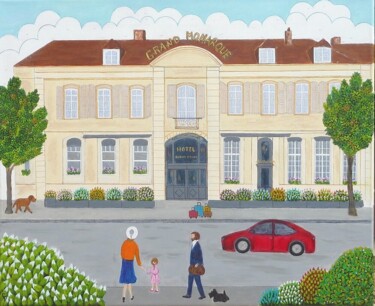Painting titled "HOTEL "GRAND MONARQ…" by Chantal Le Pape, Original Artwork, Acrylic Mounted on Wood Stretcher frame