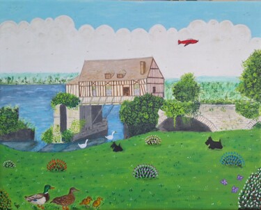 Pintura intitulada "Vieux Moulin de Ver…" por Chantal Le Pape, Obras de arte originais, Acrílico