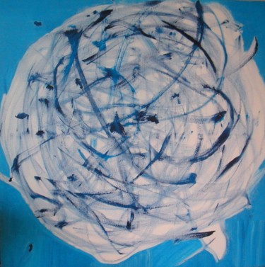 Peinture intitulée "citron-bleu.jpg" par Chantal Listoir, Œuvre d'art originale