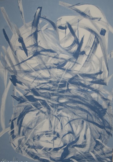 Peinture intitulée "le-feu-bleu.jpg" par Chantal Listoir, Œuvre d'art originale