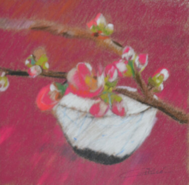 Drawing titled ""Japon"" by Chantal Macé, Original Artwork, Pastel Mounted on Other rigid panel