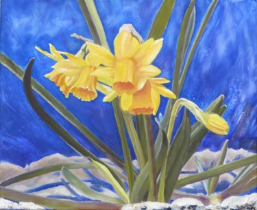 Malerei mit dem Titel "LES JONQUILLES" von Chantal Martin (chm), Original-Kunstwerk, Öl