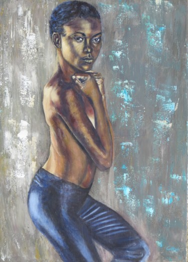 Painting titled "pudeur-et-seduction…" by Chantal Martin (chm), Original Artwork, Acrylic