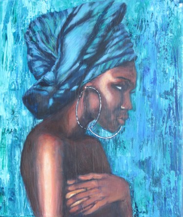 Painting titled "BEAUTE AFRICAINE" by Chantal Martin (chm), Original Artwork, Acrylic