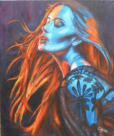 Painting titled "flamboyante" by Chantal Martin (chm), Original Artwork, Acrylic