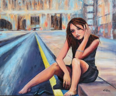 Painting titled "EN GALERE" by Chantal Martin (chm), Original Artwork, Acrylic