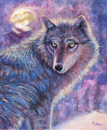 Painting titled "CLAIR DE LOUP" by Chantal Martin (chm), Original Artwork, Acrylic