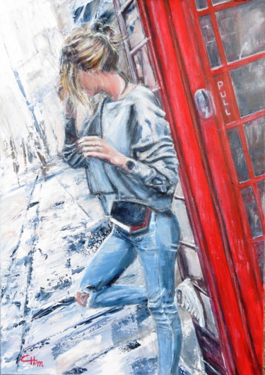 Картина под названием "RENDEZ-VOUS A LONDR…" - Chantal Martin (chm), Подлинное произведение искусства, Акрил