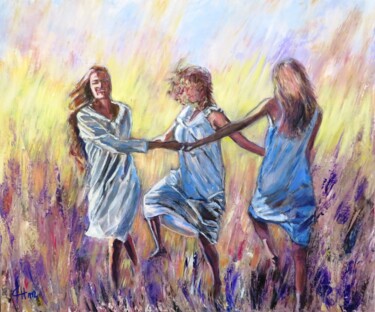 Painting titled "JOYEUSES COMPLICES" by Chantal Martin (chm), Original Artwork, Acrylic