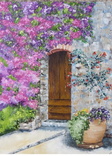 Painting titled "invitation fleurie.…" by Chantal Martin (chm), Original Artwork, Oil