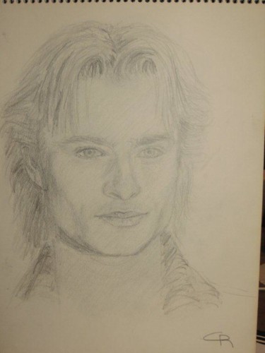 Drawing titled "DAVID HALLIDAY" by Chantal Martin (chm), Original Artwork, Conté