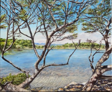 Painting titled "AU BORD DE L'EAU" by Chantal Martin (chm), Original Artwork, Oil