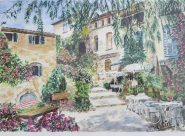 Pittura intitolato "BORMES LES MIMOSA" da Chantal Martin (chm), Opera d'arte originale, Acquarello