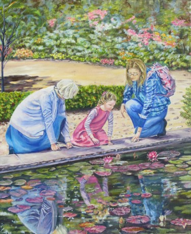 Painting titled "REFLETS" by Chantal Martin (chm), Original Artwork, Oil