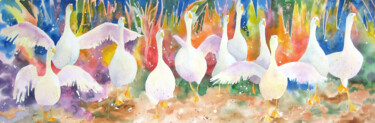 Painting titled "Cacardements" by Chantal Proulx, Original Artwork, Watercolor