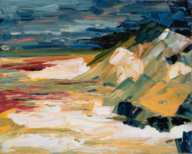 Painting titled "La falaise - Petite…" by Chantal Proulx, Original Artwork, Oil Mounted on Wood Stretcher frame